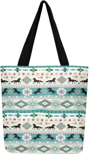 Highland Cow Canvas Tote Bag for Women,Cowboy Farm Animals Foldable Handbag
