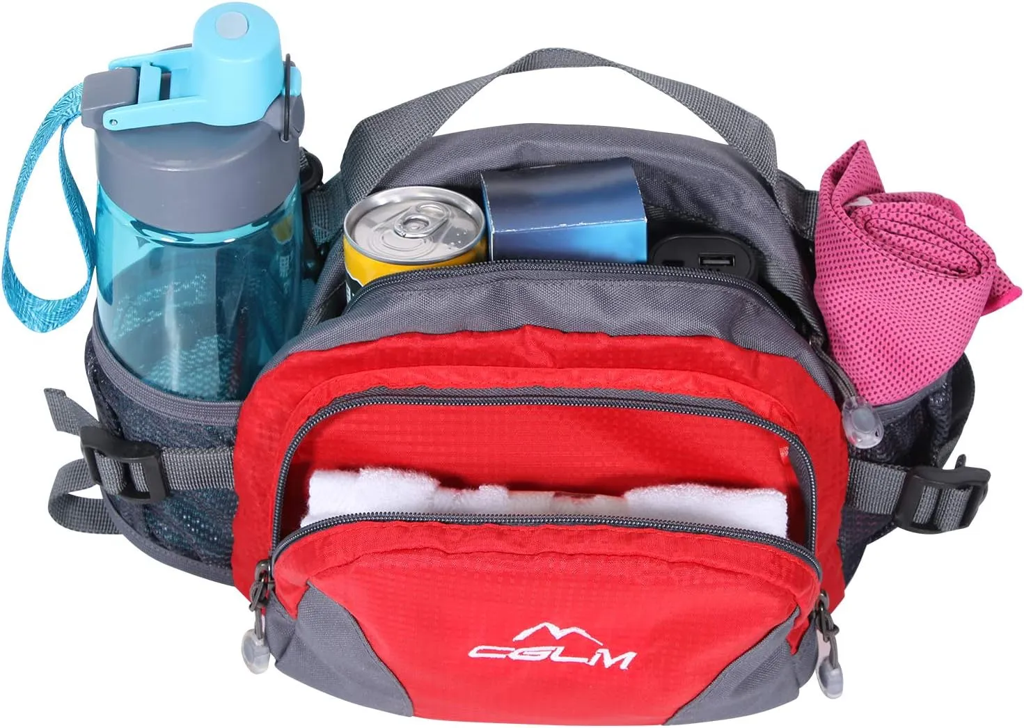 Hiking Fanny Pack For Women Men Water Bottle Holder Running Waist Pack Running Belt Lumbar Pack Waterproof for Outdoor Travel Cycling Climbing Walking for iPhone iPod Samsung Phones Red