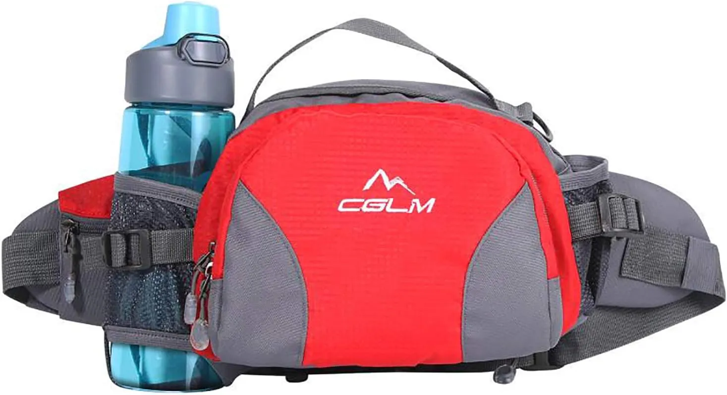 Hiking Fanny Pack For Women Men Water Bottle Holder Running Waist Pack Running Belt Lumbar Pack Waterproof for Outdoor Travel Cycling Climbing Walking for iPhone iPod Samsung Phones Red