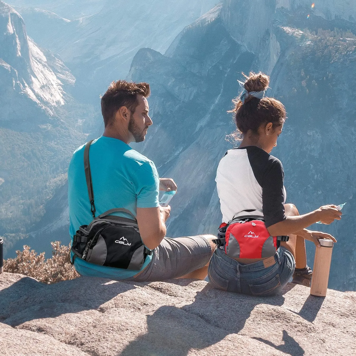 Hiking Fanny Pack For Women Men Water Bottle Holder Running Waist Pack Running Belt Lumbar Pack Waterproof for Outdoor Travel Cycling Climbing Walking for iPhone iPod Samsung Phones Red