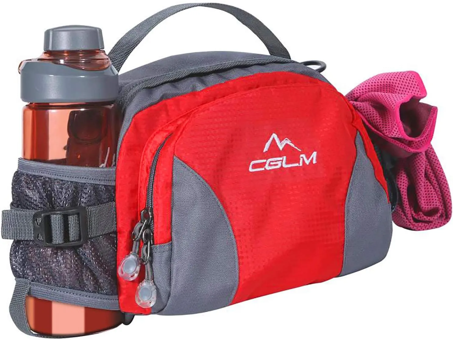 Hiking Fanny Pack For Women Men Water Bottle Holder Running Waist Pack Running Belt Lumbar Pack Waterproof for Outdoor Travel Cycling Climbing Walking for iPhone iPod Samsung Phones Red