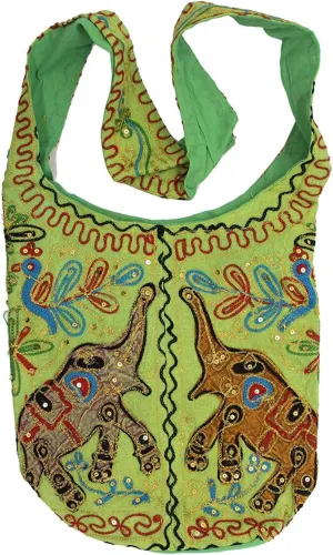 Hippie Boho Elephant Cotton Sling/Cross Body Bag