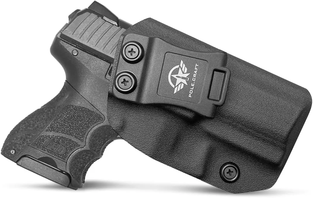HK P30SK Holster, Kydex IWB Holster for Heckler & Koch (H&K) P30SK 9mm Pistol - Inside Waistband Concealed - H&K P30SK Gun Accessories - Adj. Cant Retention - Cover Mag-Button - No Wear - No Jitter
