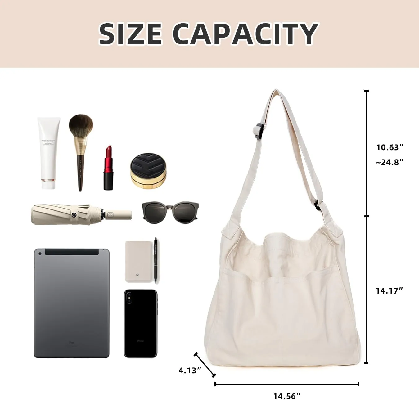 Hobo Bag Canvas Crossbody Shoulder Bag for Women and Men Large Casual Messenger Bags Canvas Tote Bag Travel Work