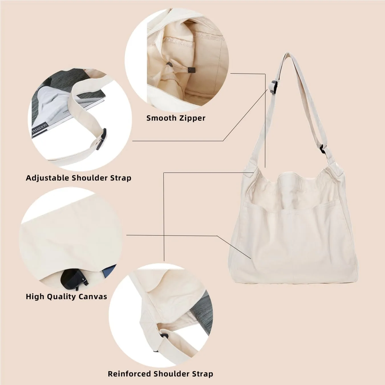 Hobo Bag Canvas Crossbody Shoulder Bag for Women and Men Large Casual Messenger Bags Canvas Tote Bag Travel Work