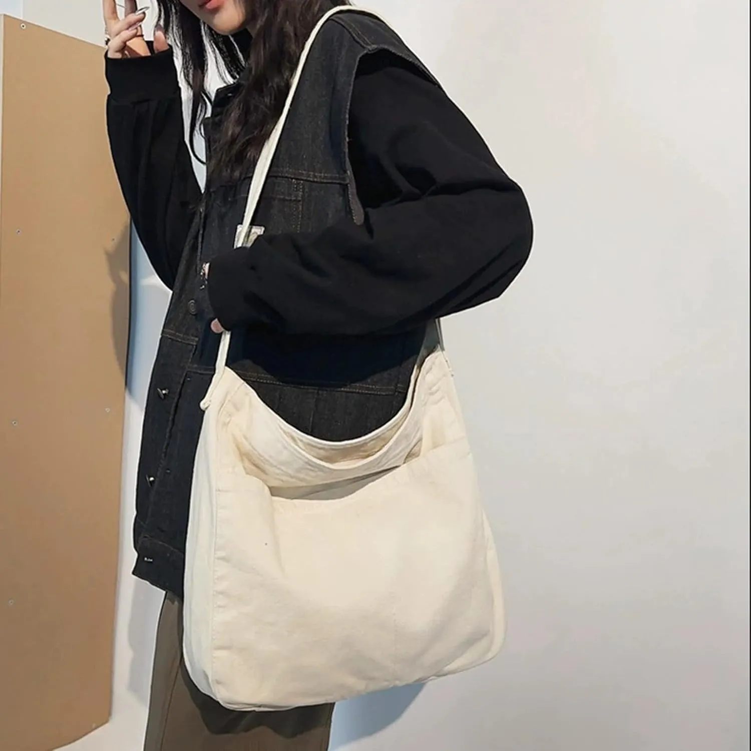 Hobo Bag Canvas Crossbody Shoulder Bag for Women and Men Large Casual Messenger Bags Canvas Tote Bag Travel Work