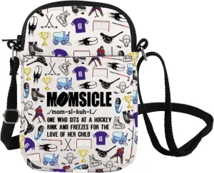 Hockey Mom Crossbody Bag Momsicle Messenger Bag Momsicle Definition Shoulder Bag Ice Hockey Lover Gift