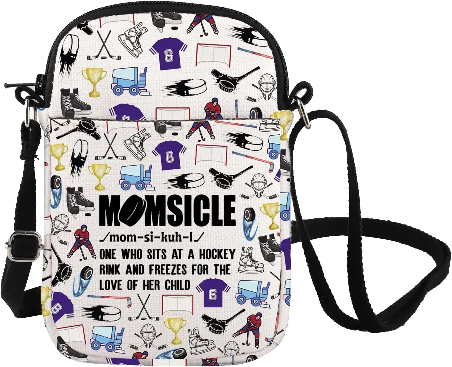 Hockey Mom Crossbody Bag Momsicle Messenger Bag Momsicle Definition Shoulder Bag Ice Hockey Lover Gift