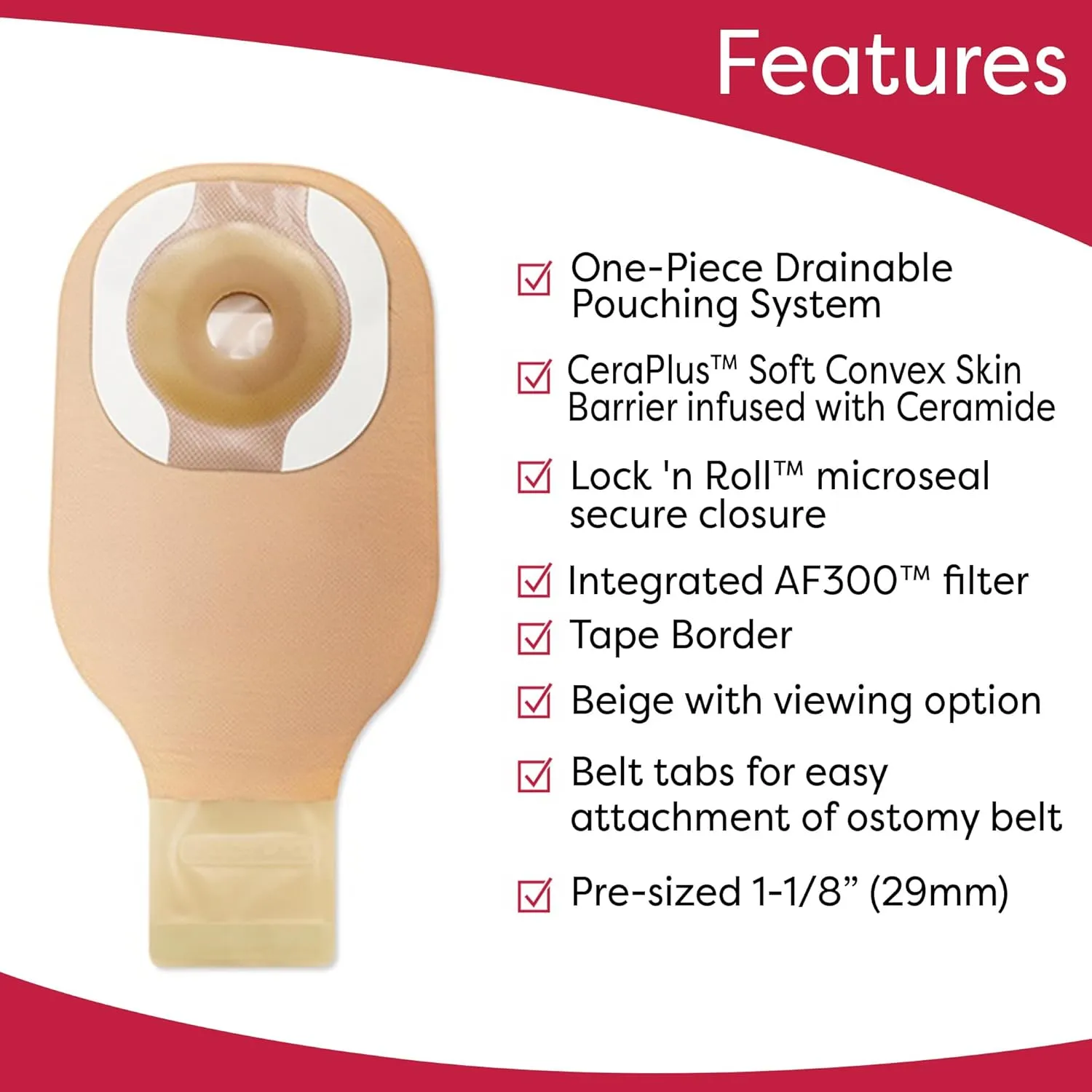 Hollister Ostomy Pouch Drainable up to 2" Stoma 12"L 1pc System Ultra Clear 89811, 5 Ct