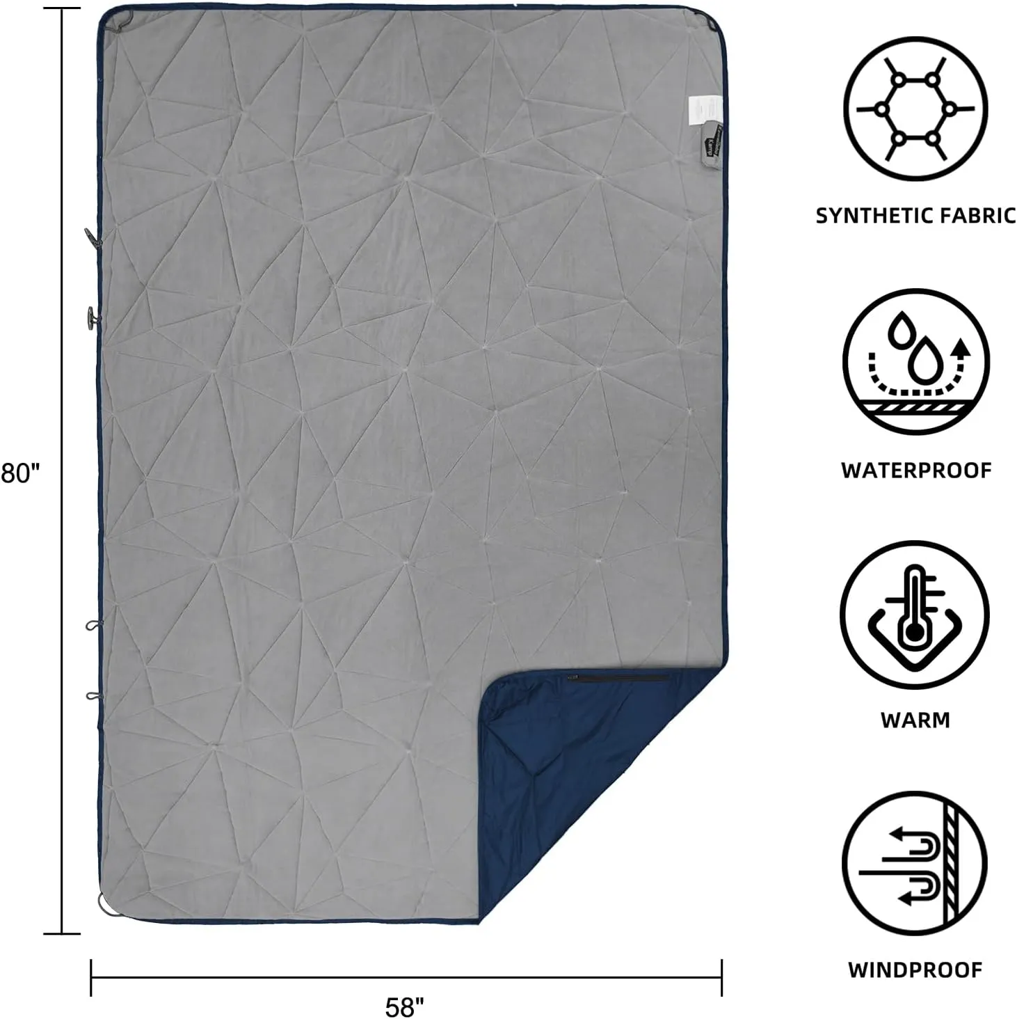 Hooded Outdoor Waterproof Blanket, Foldable Fleece Stadium Blanket for Outdoor Sports Event, Camping, Concerts, Car, Pet, Picnics - Windproof, Wearable, Machine Washable 80" x 58"