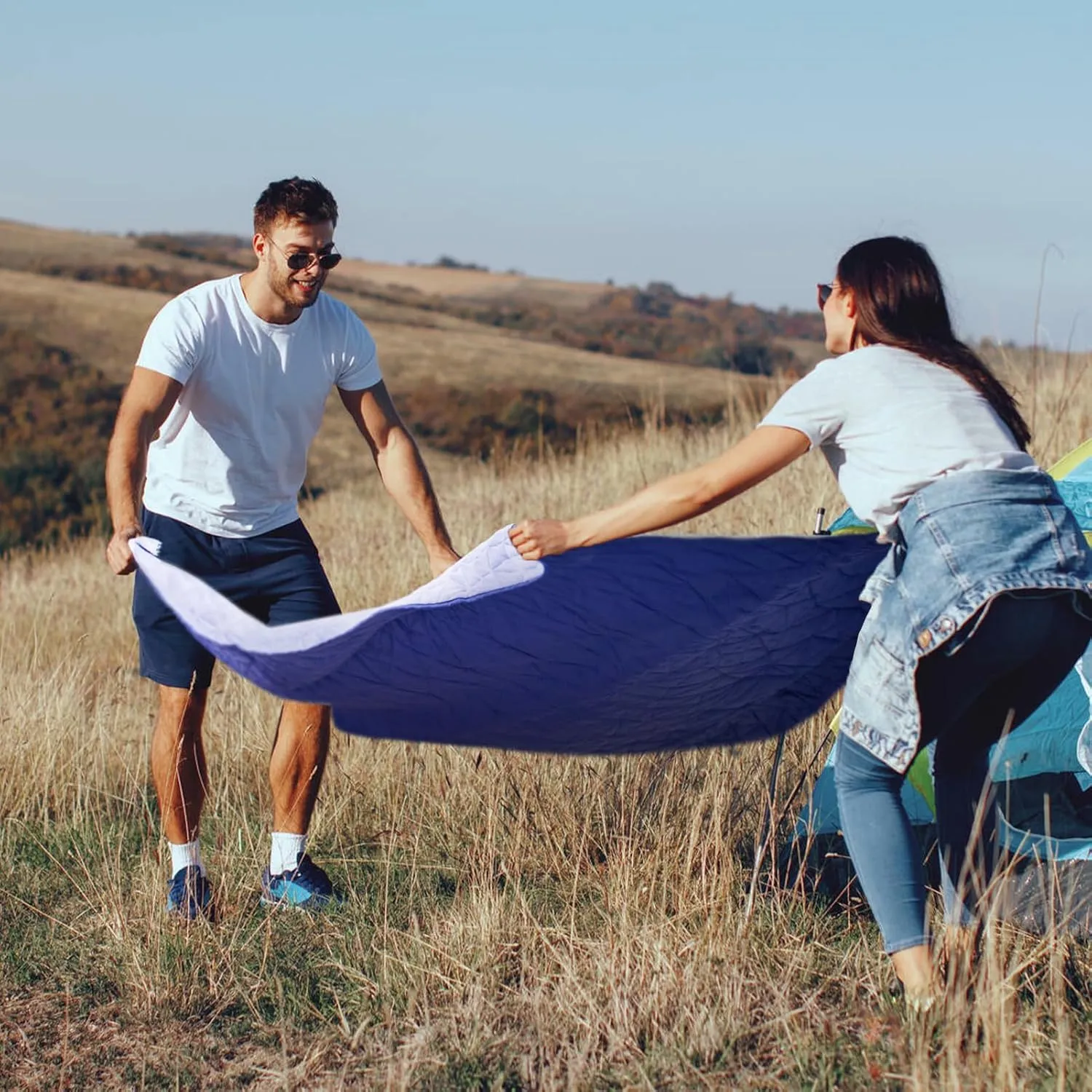 Hooded Outdoor Waterproof Blanket, Foldable Fleece Stadium Blanket for Outdoor Sports Event, Camping, Concerts, Car, Pet, Picnics - Windproof, Wearable, Machine Washable 80" x 58"