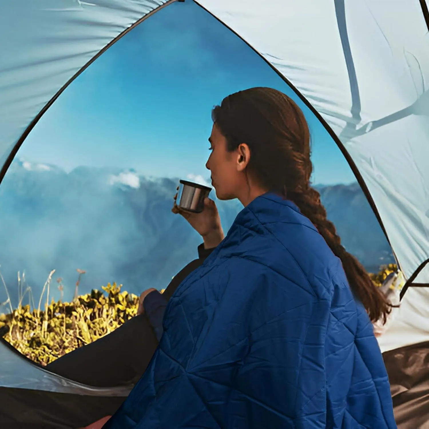 Hooded Outdoor Waterproof Blanket, Foldable Fleece Stadium Blanket for Outdoor Sports Event, Camping, Concerts, Car, Pet, Picnics - Windproof, Wearable, Machine Washable 80" x 58"