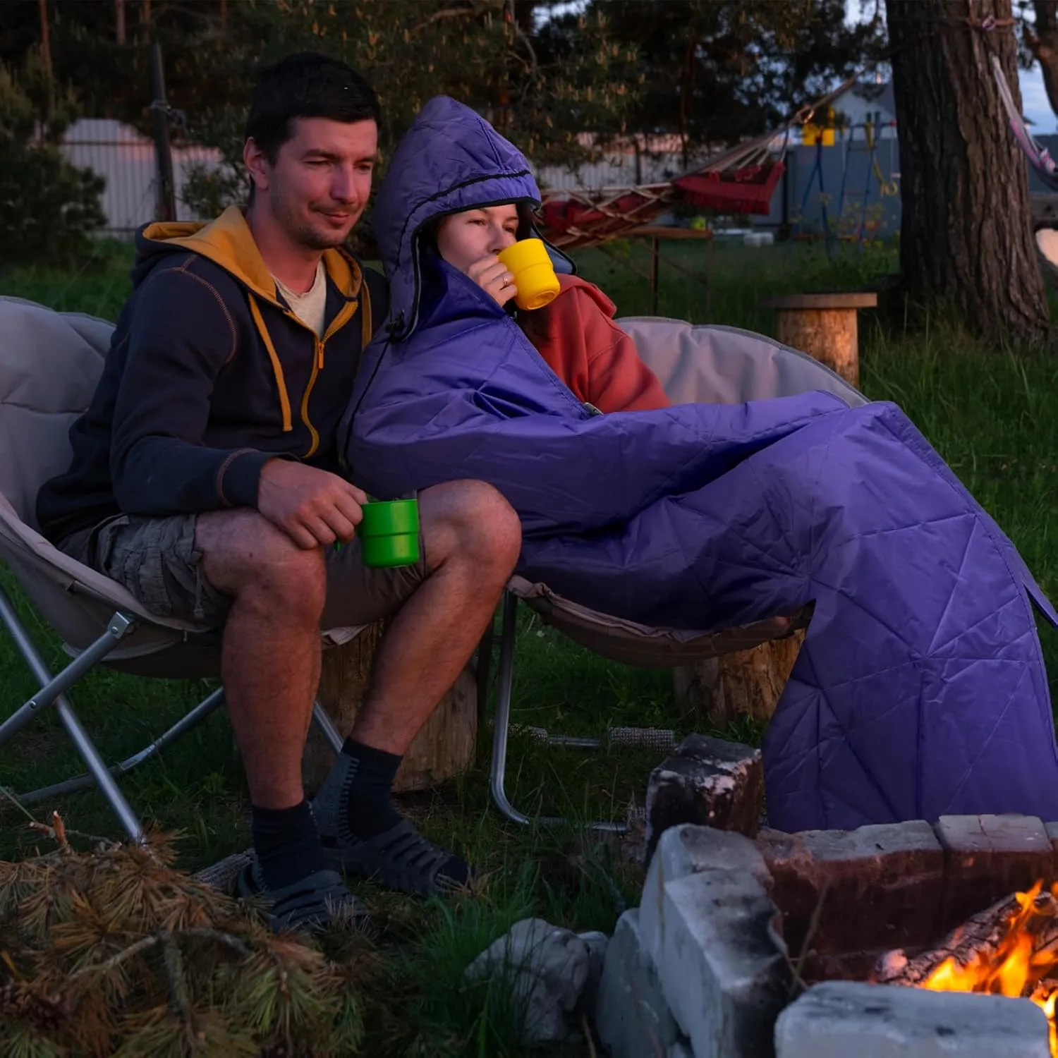 Hooded Outdoor Waterproof Blanket, Foldable Fleece Stadium Blanket for Outdoor Sports Event, Camping, Concerts, Car, Pet, Picnics - Windproof, Wearable, Machine Washable 80" x 58"