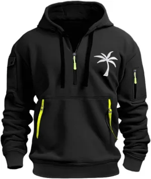 Hoodie Men,Mens 1/4 Zip Pullover Vintage Graphic Western Hoodies Casual Long Sleeve Country Jackets with Pocket