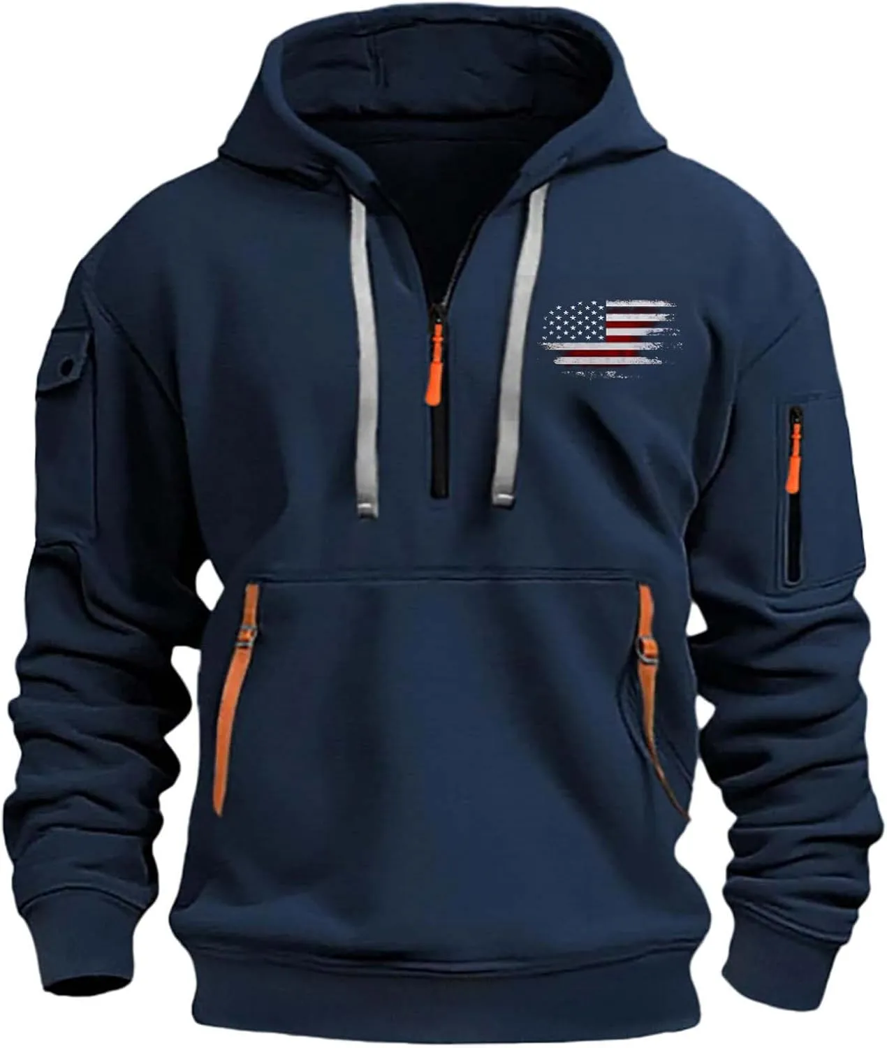 Hoodie Men,Mens 1/4 Zip Pullover Vintage Graphic Western Hoodies Casual Long Sleeve Country Jackets with Pocket