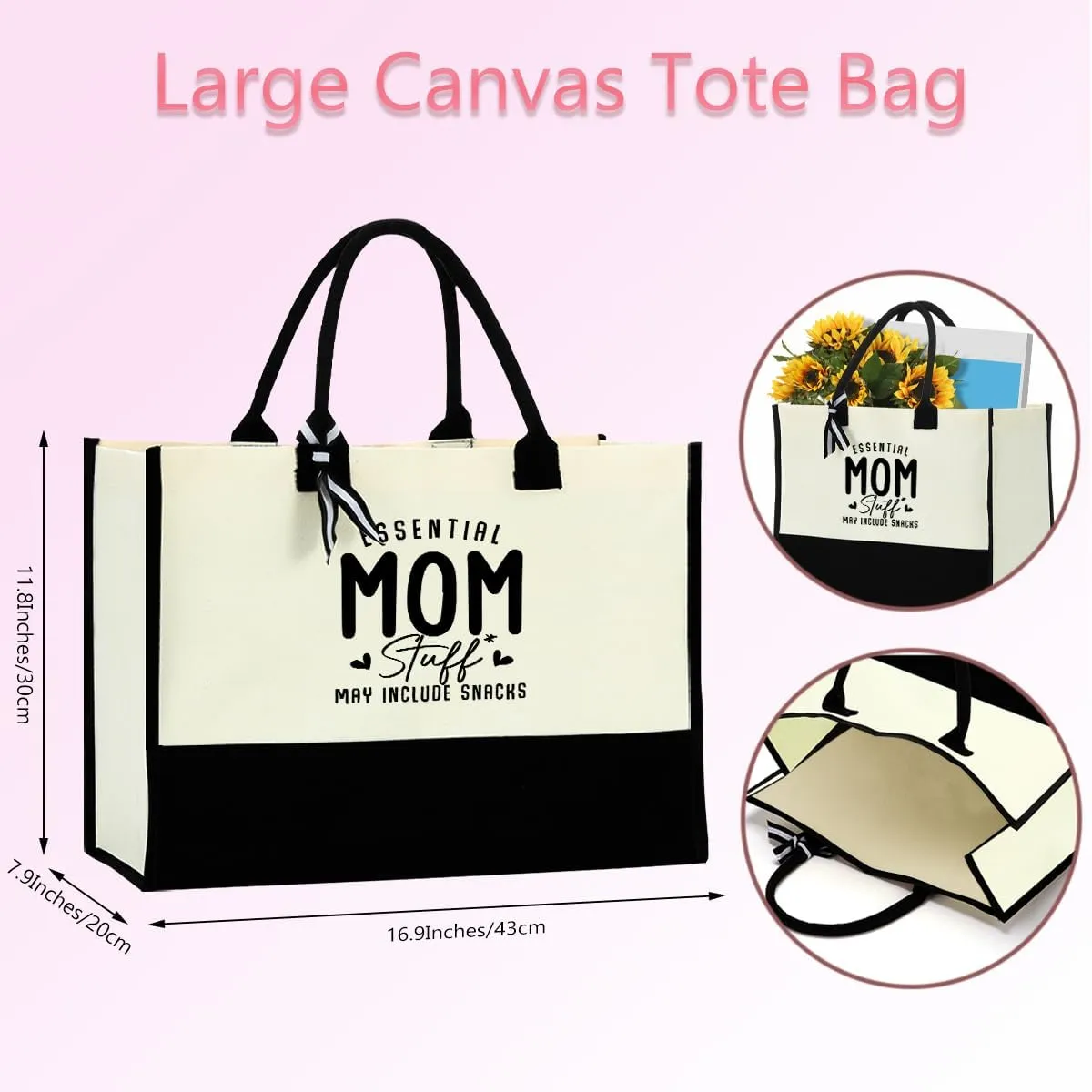 HOWDOUDO Grandma Mom Nana Mimi Gigi Granny Mum Oma Yaya Mamaw Abuela Grammy Nanny Gifts Humor Waterproof Big Tote Bag