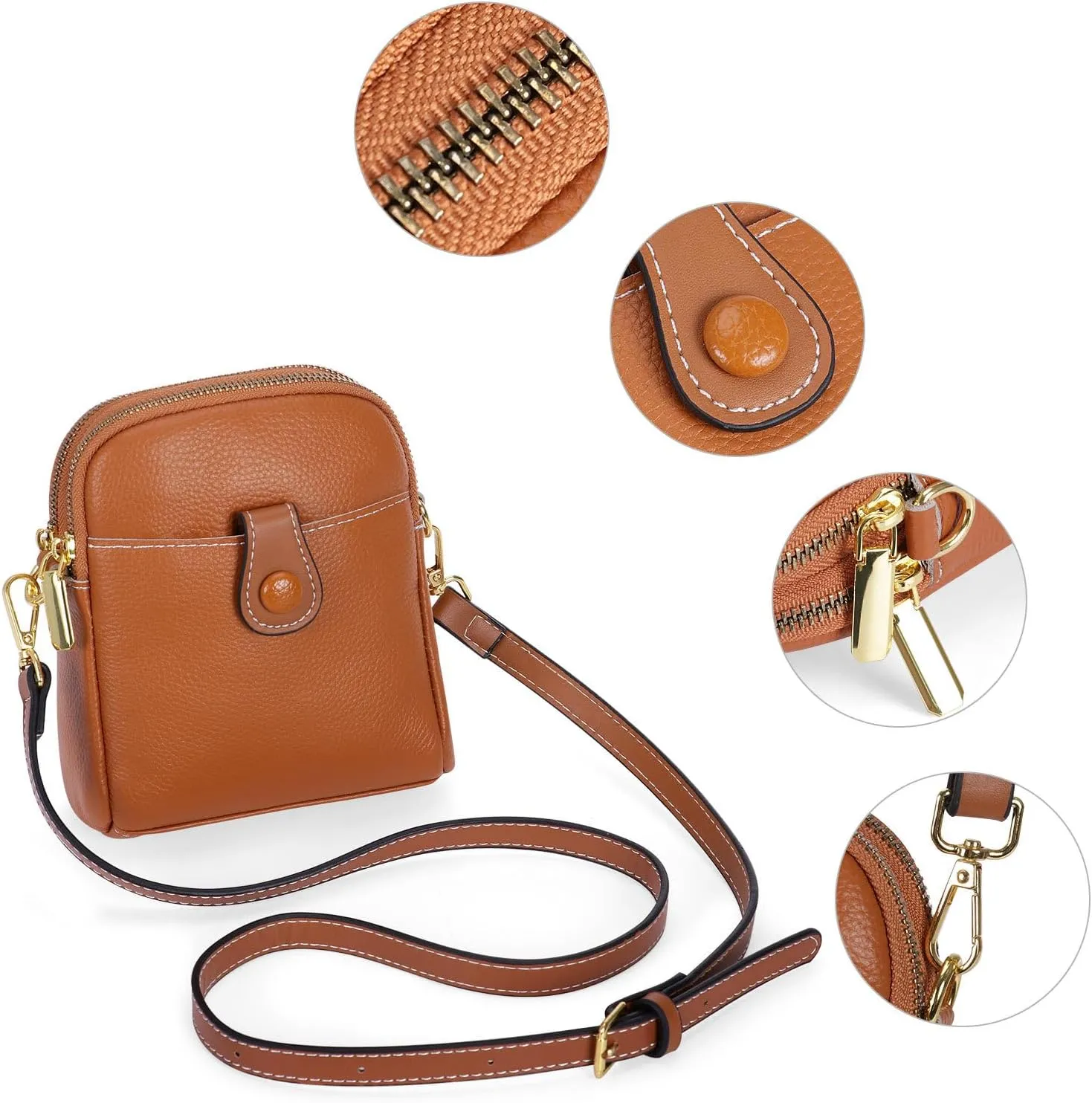 HUA ANGEL Small Crossbody Bag for Women, Soft Leather Travel Crossbody Mini Shoulder Cellphone Purses Messenger Satchel Bag