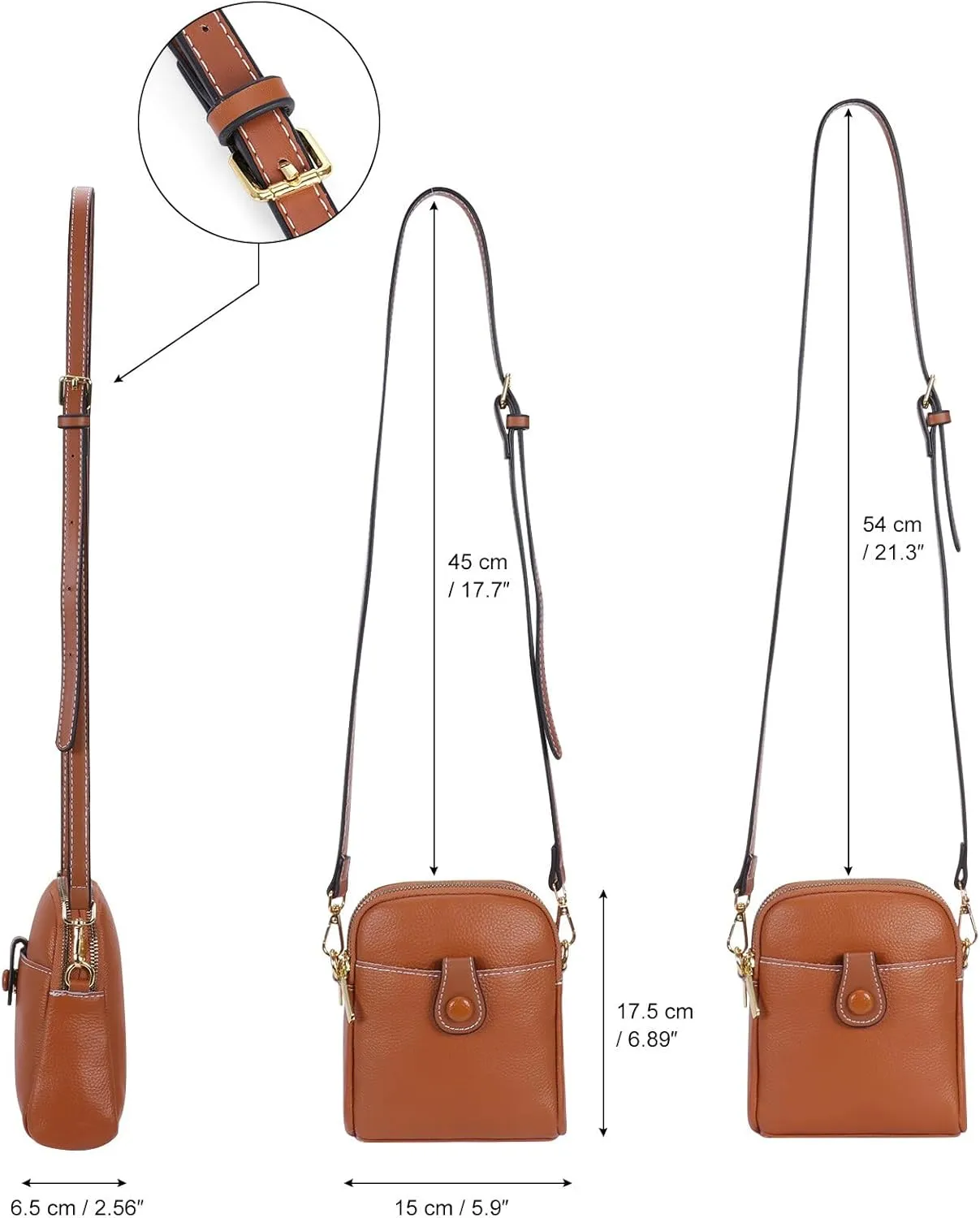 HUA ANGEL Small Crossbody Bag for Women, Soft Leather Travel Crossbody Mini Shoulder Cellphone Purses Messenger Satchel Bag