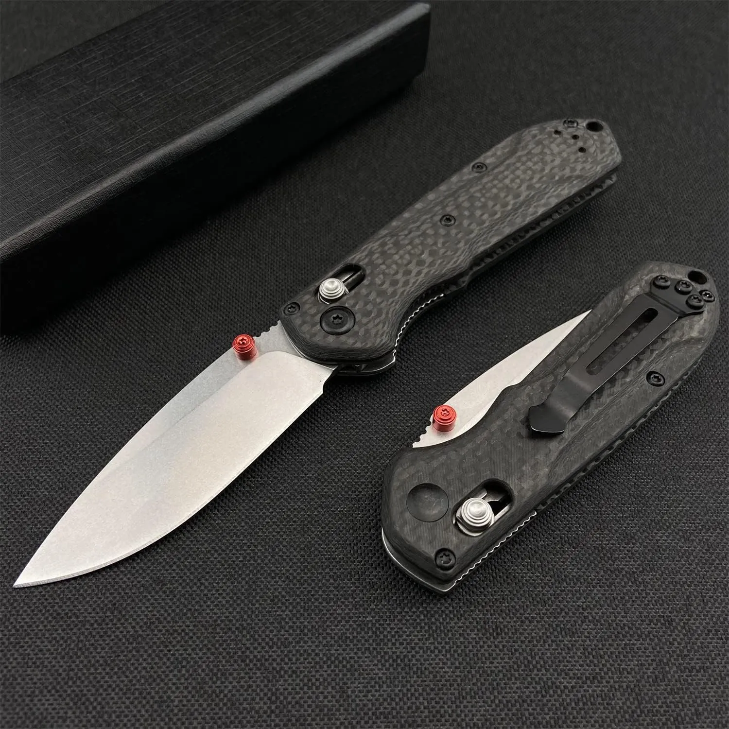 HUAAO Thumb Open Mini Freek Knife, 2.8in D2 Steel Blade Axis Lock Knife with Carbon Fiber Handle, Folding Pocket Knife with Belt Clip for EDC Camping