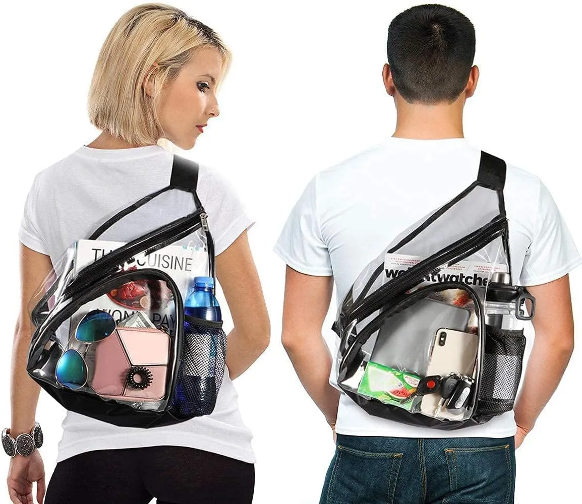 HULISEN Clear Sling Bag, Clear Bag Stadium Approved, Transparent Shoulder Crossbody Backpack Chest Casual Daypack