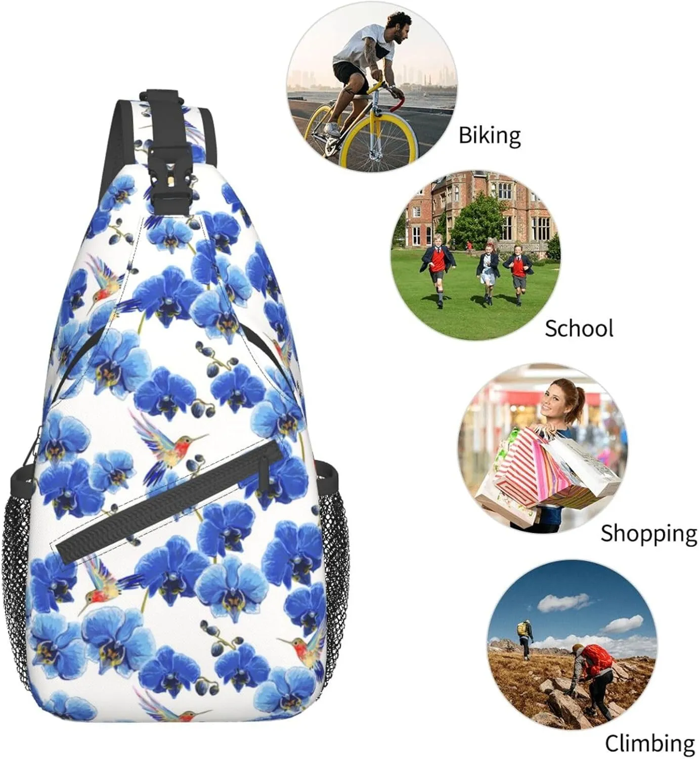 Hummingbird Sling Backpack Chest Bag Crossbody Shoulder Bag Gym Cycling Travel Hiking Daypack For Men Women