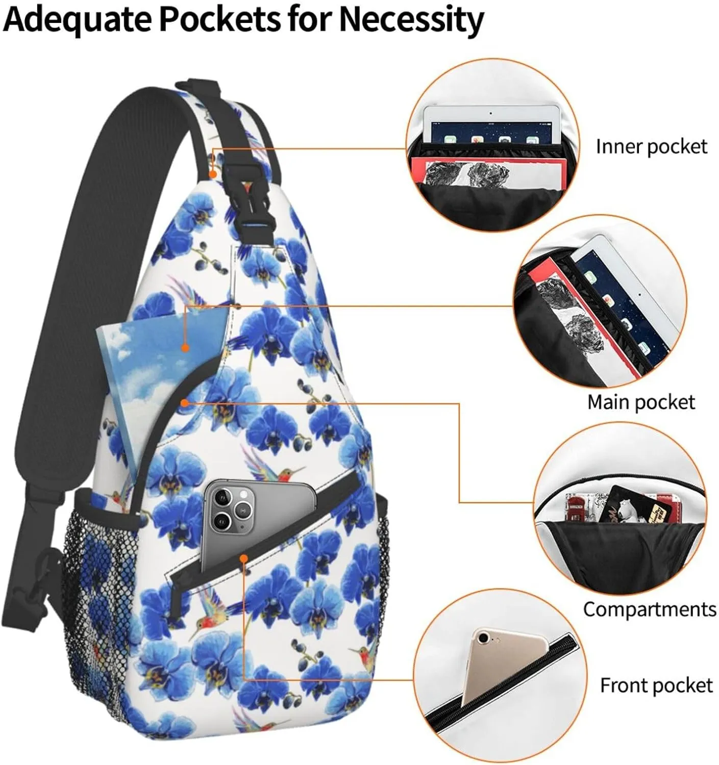 Hummingbird Sling Backpack Chest Bag Crossbody Shoulder Bag Gym Cycling Travel Hiking Daypack For Men Women
