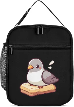 Hungry Pigeons Reusable Lunch Bag Thermal Insulation Tote Lunch Box Portable Meal Pack for Men Women 27.5X20cm