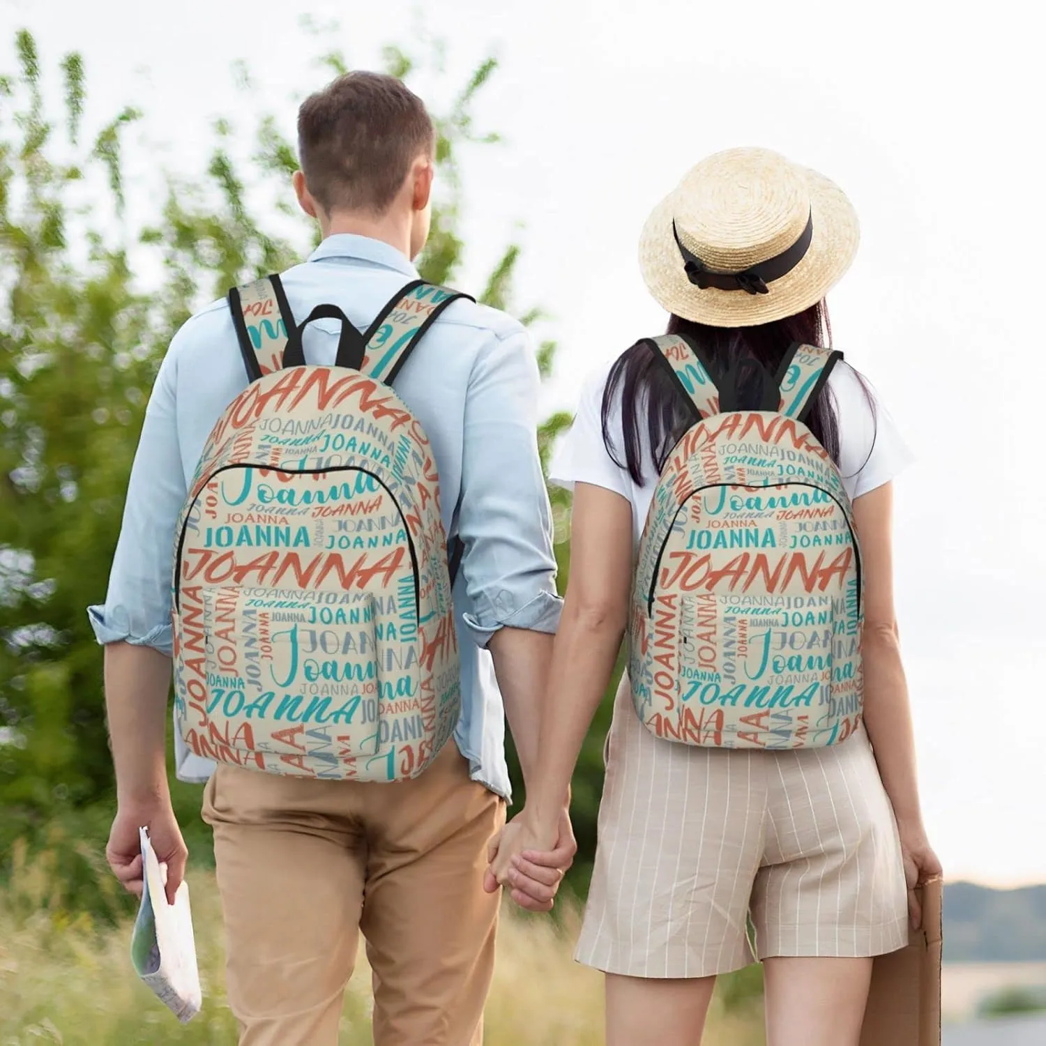 Husguciy Custom Backpack with Name, Personalized Bookbag for Boys Girls Kids, Customized School Bag for School Office Travel (Beige)