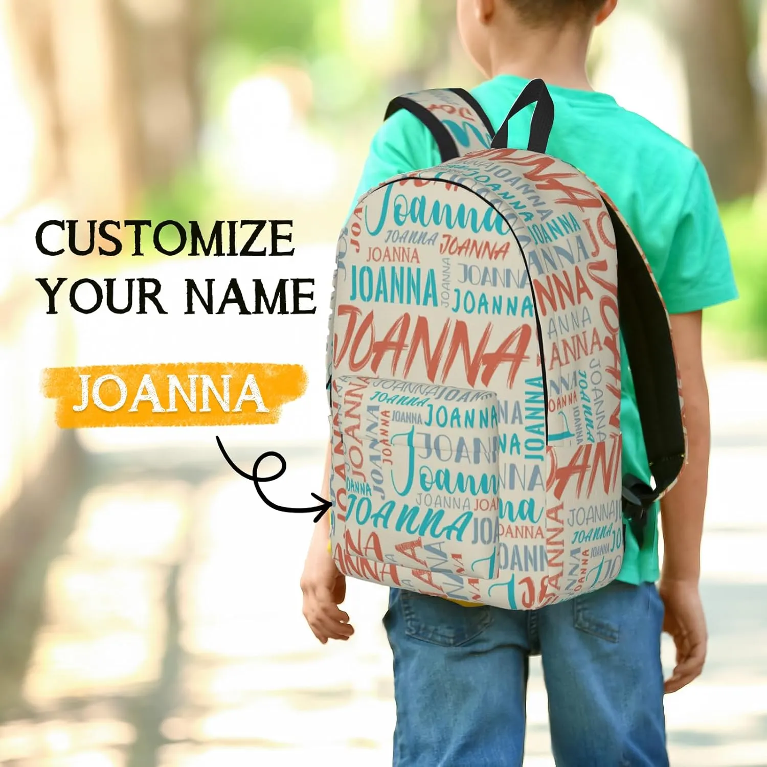 Husguciy Custom Backpack with Name, Personalized Bookbag for Boys Girls Kids, Customized School Bag for School Office Travel (Beige)