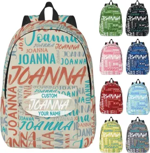 Husguciy Custom Backpack with Name, Personalized Bookbag for Boys Girls Kids, Customized School Bag for School Office Travel (Beige)