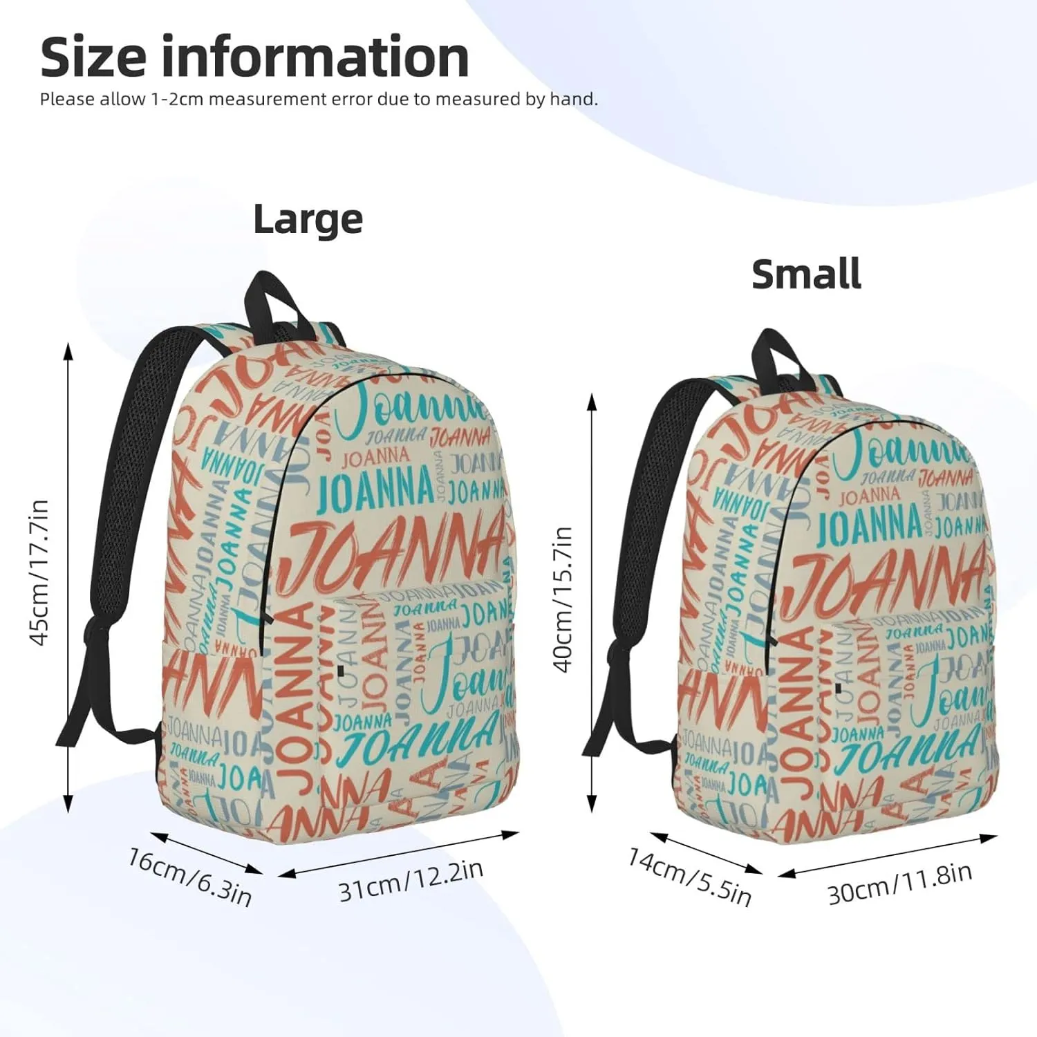 Husguciy Custom Backpack with Name, Personalized Bookbag for Boys Girls Kids, Customized School Bag for School Office Travel (Beige)