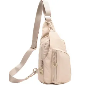I IHAYNER Small Sling Bag for Women Crossbody Bags Fanny Pack Chest Bag for Travel Lightweight Casual Backpack for Hiking Beige