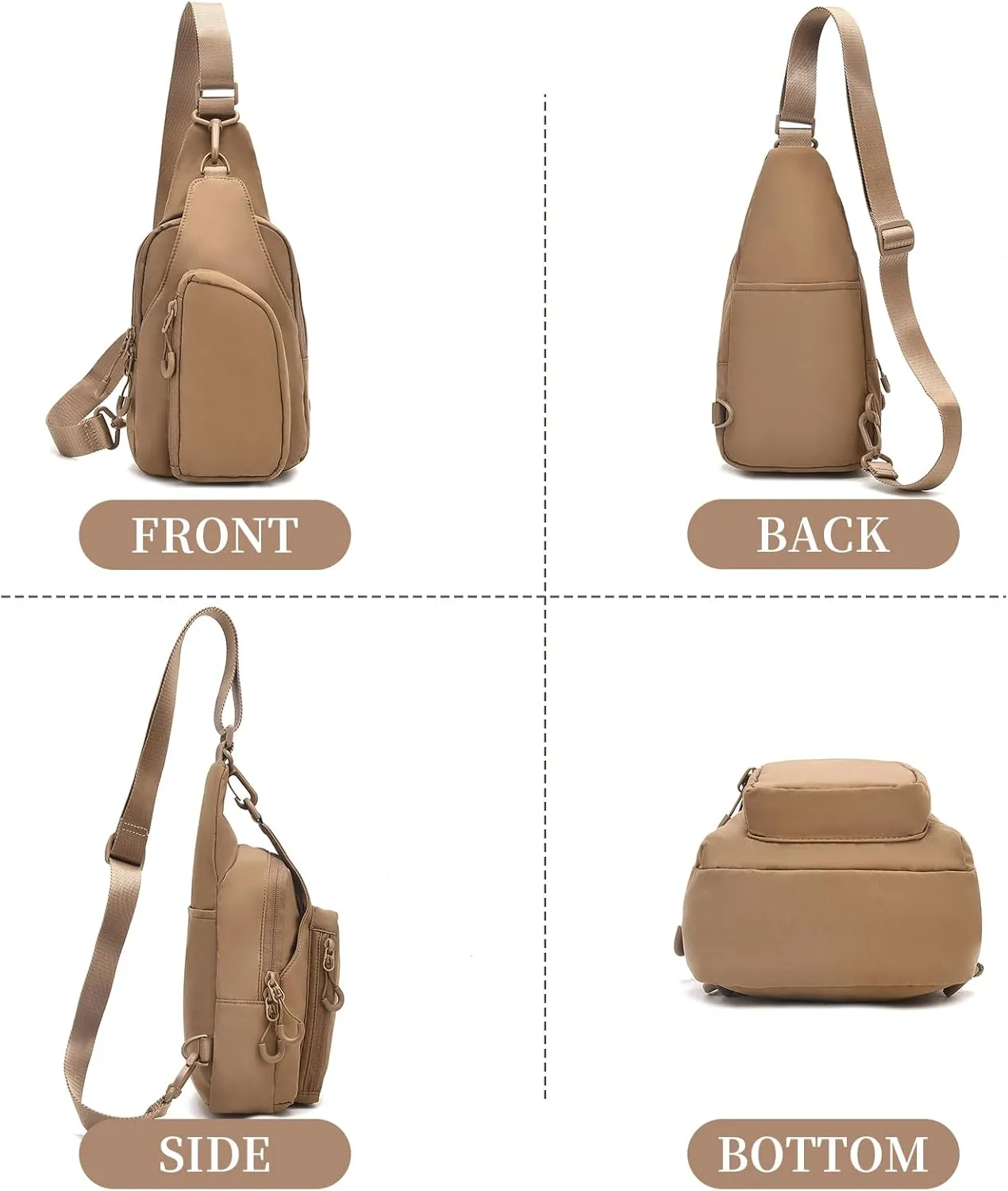 I IHAYNER Small Sling Bag for Women Crossbody Bags Fanny Pack Chest Bag for Travel Lightweight Casual Backpack for Hiking Beige