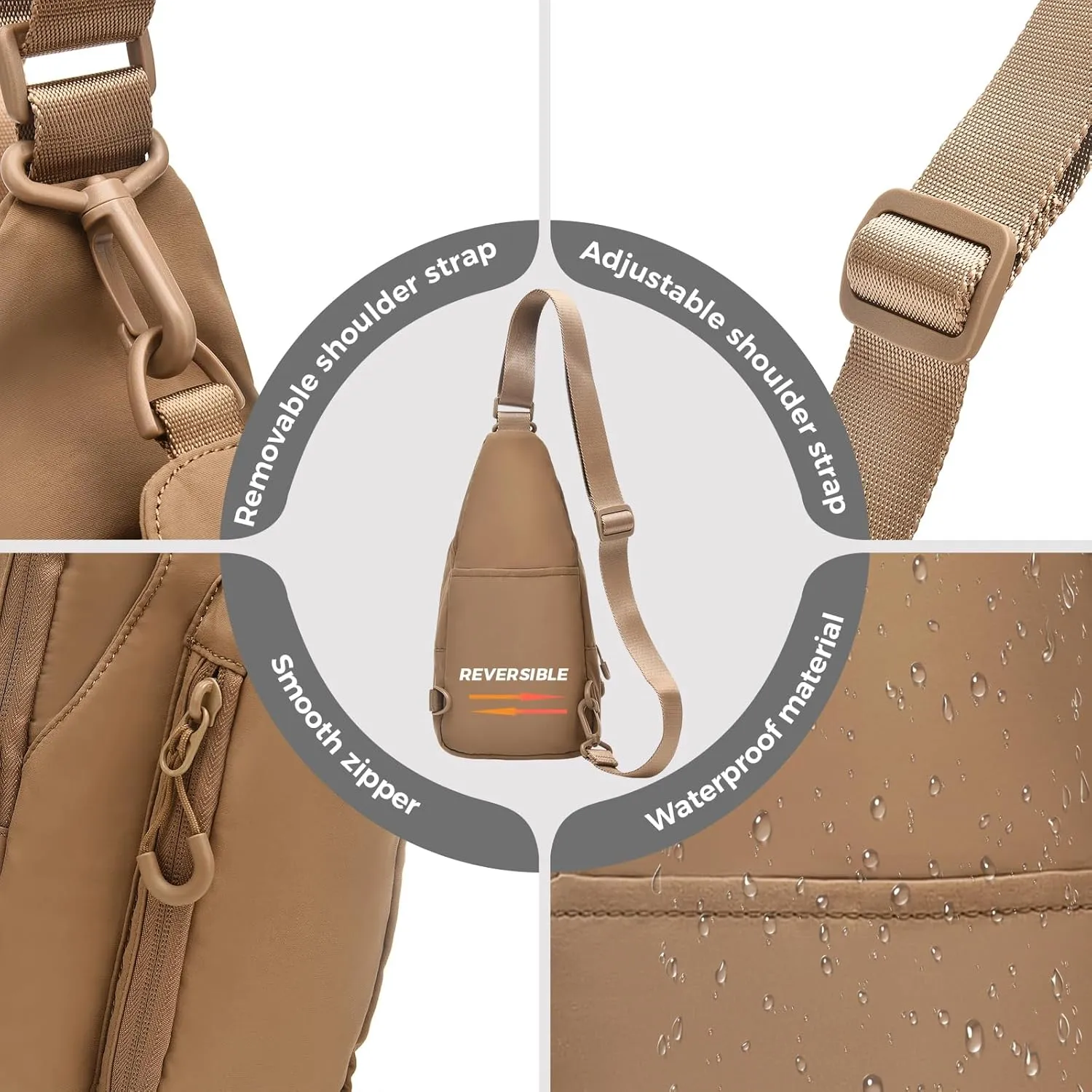 I IHAYNER Small Sling Bag for Women Crossbody Bags Fanny Pack Chest Bag for Travel Lightweight Casual Backpack for Hiking Beige