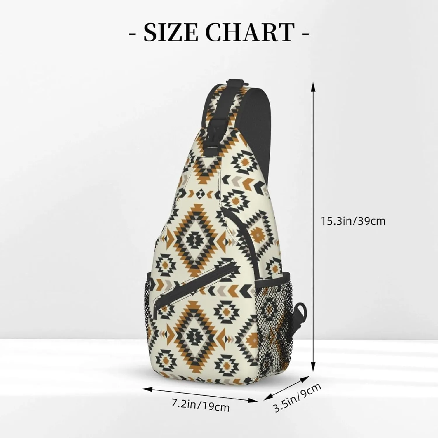 Indian Native American Ethnic Beige Sling Bag for Women Men Crossbody Sling Backpack Travel Hiking Daypack Shoulder Chest Bag with Adjustable Strap