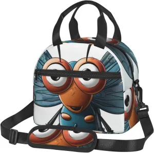 Insect Wings Eyes Lunch Bag With Adjustable Shoulder Strap Reusable Insulated Lunch Box Leakproof Waterproof Cooler Tote Bag For Work Office Picnic