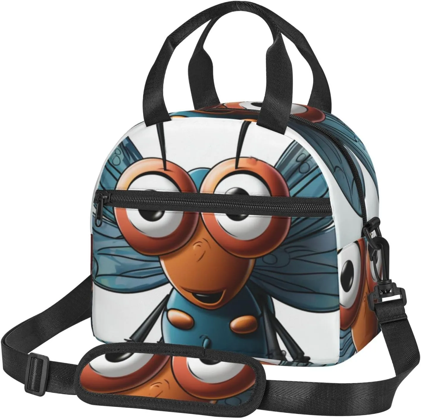 Insect Wings Eyes Lunch Bag With Adjustable Shoulder Strap Reusable Insulated Lunch Box Leakproof Waterproof Cooler Tote Bag For Work Office Picnic