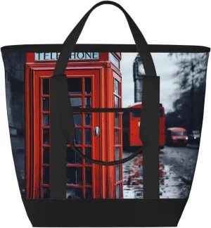 Insulated Lunch Bag England UK Retro London Telephone Lunch Box for women Men Reusable Leakproof Lunch Cooler Bag for Picnic Work