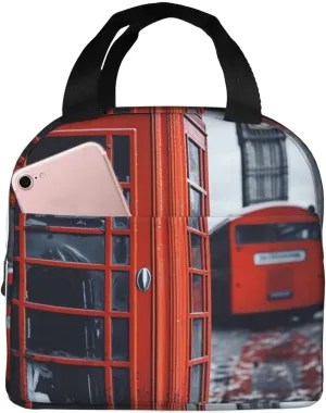 Insulated Lunch Bag England UK Retro London Telephone Lunch Box for women Men Reusable Leakproof Lunch Cooler Bag for Picnic Work