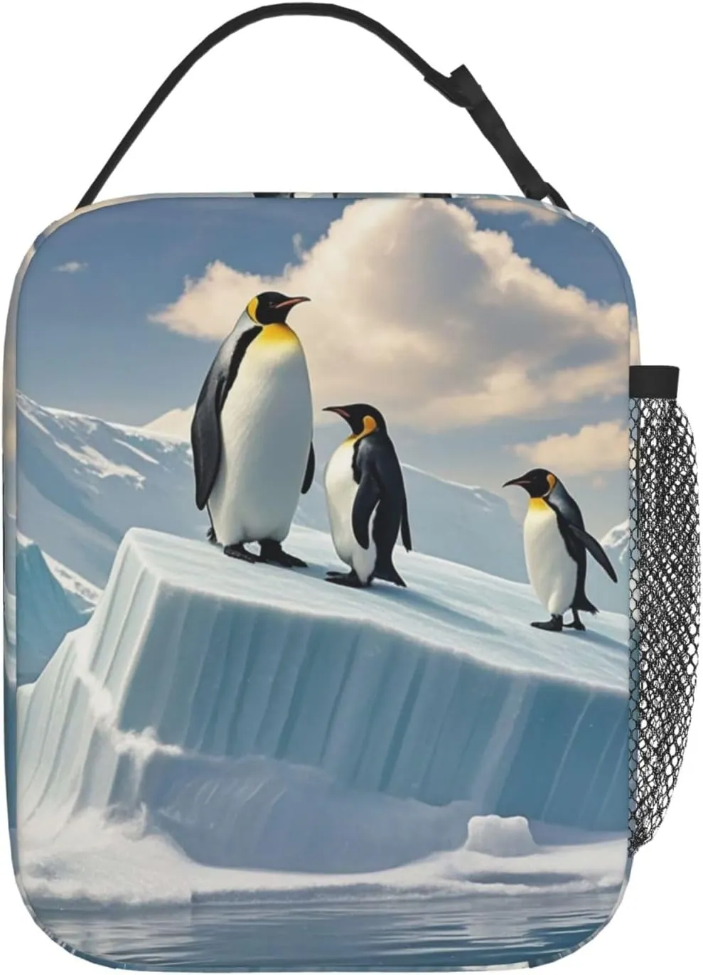 Insulated Lunch Bag for Women Men Portable Reusable Lunch Box Penguins On The Iceberg Lunch Tote Bag for Work Picnic Travel