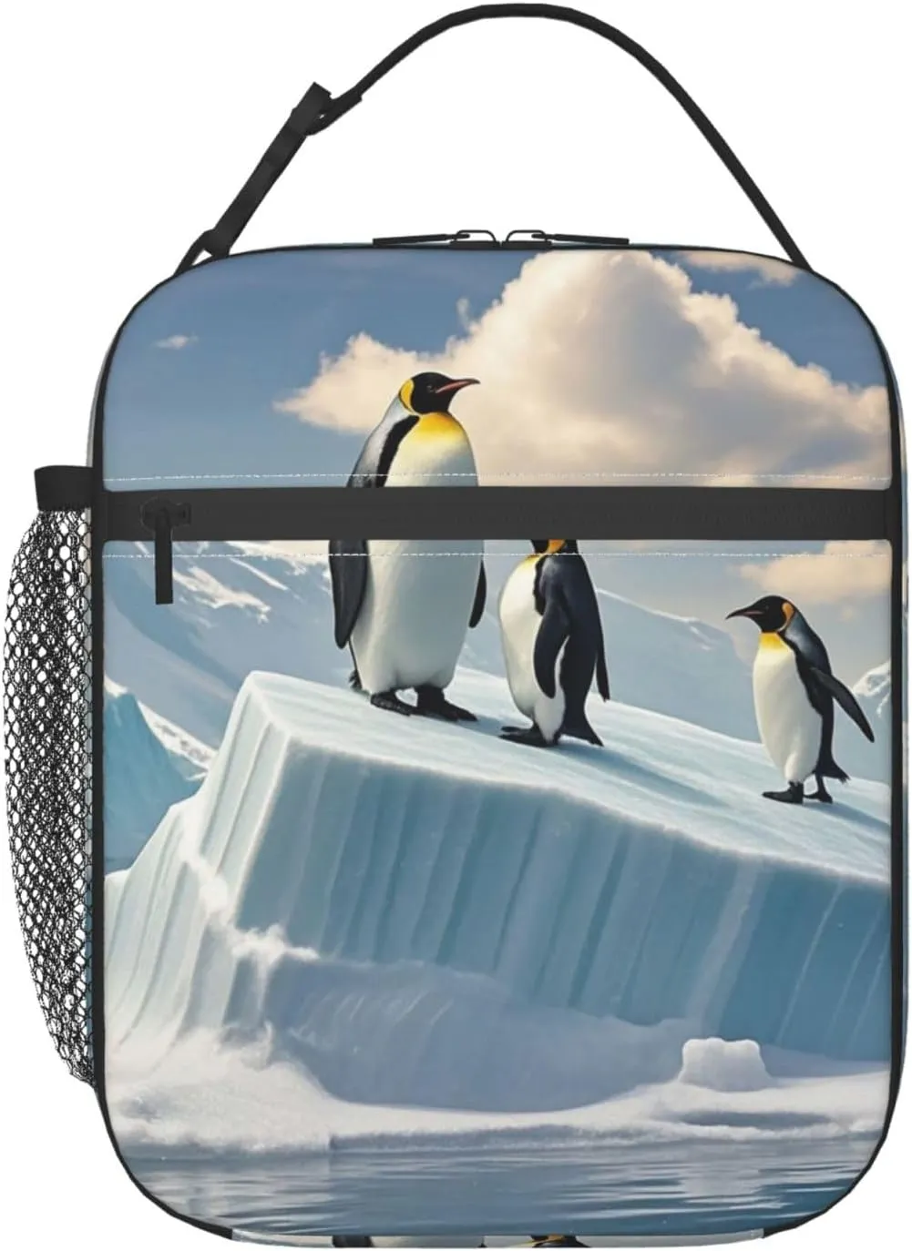 Insulated Lunch Bag for Women Men Portable Reusable Lunch Box Penguins On The Iceberg Lunch Tote Bag for Work Picnic Travel