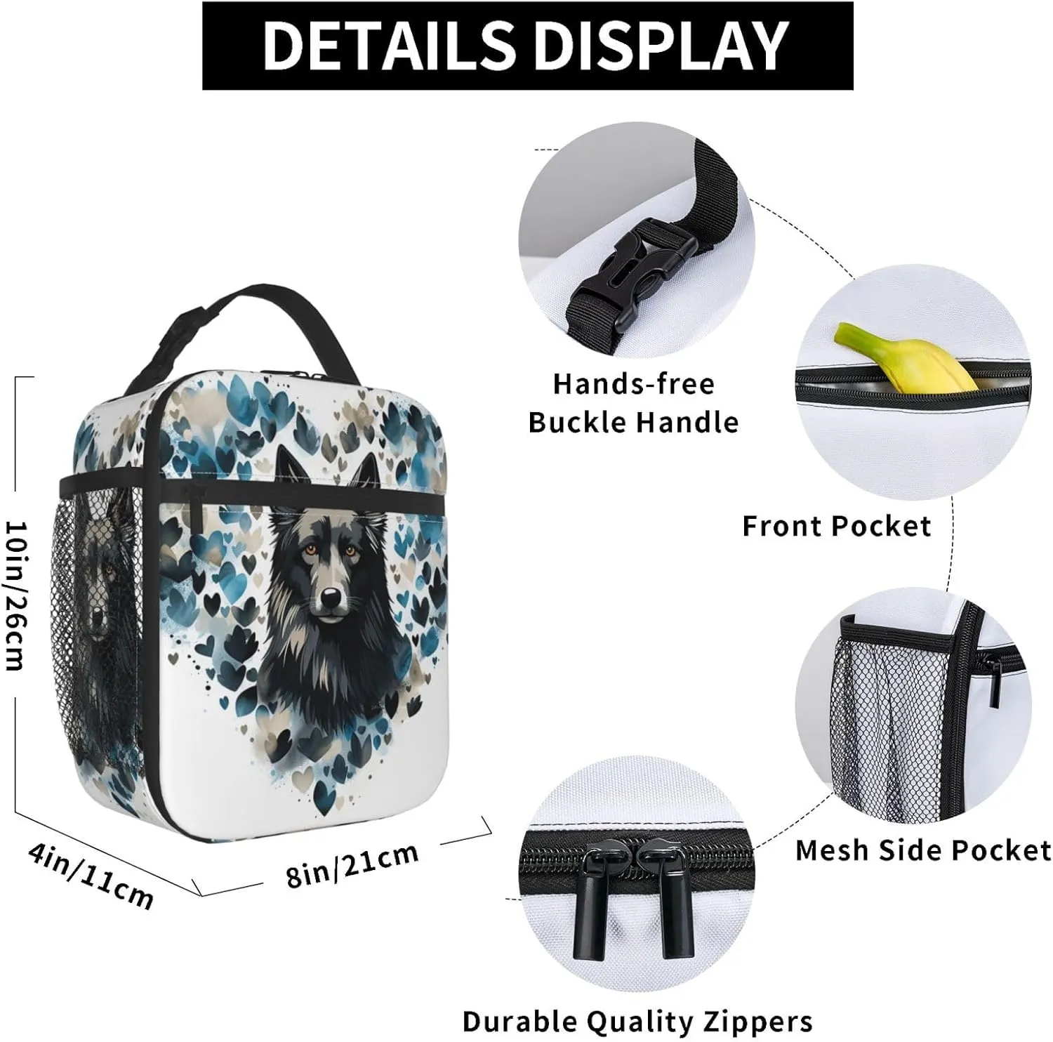 Insulated Lunch Bag for Women Men Portable Reusable Lunch Box Puppy Surrounded by Love Lunch Tote Bag for Work Picnic Travel