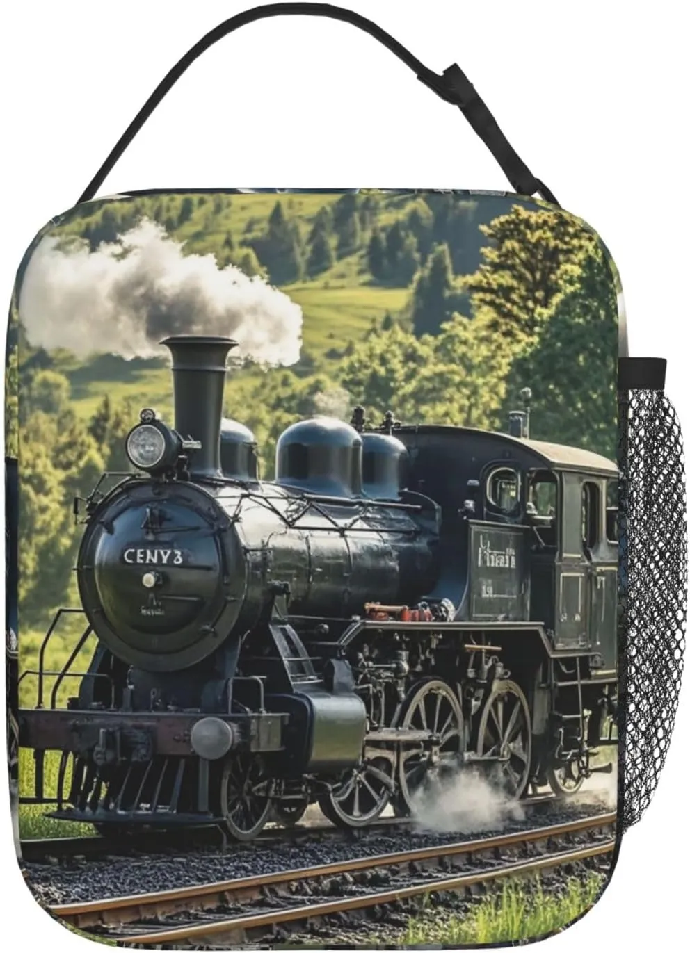 Insulated Lunch Bag for Women Men Portable Reusable Lunch Box Steam Train Lunch Tote Bag for Work Picnic Travel