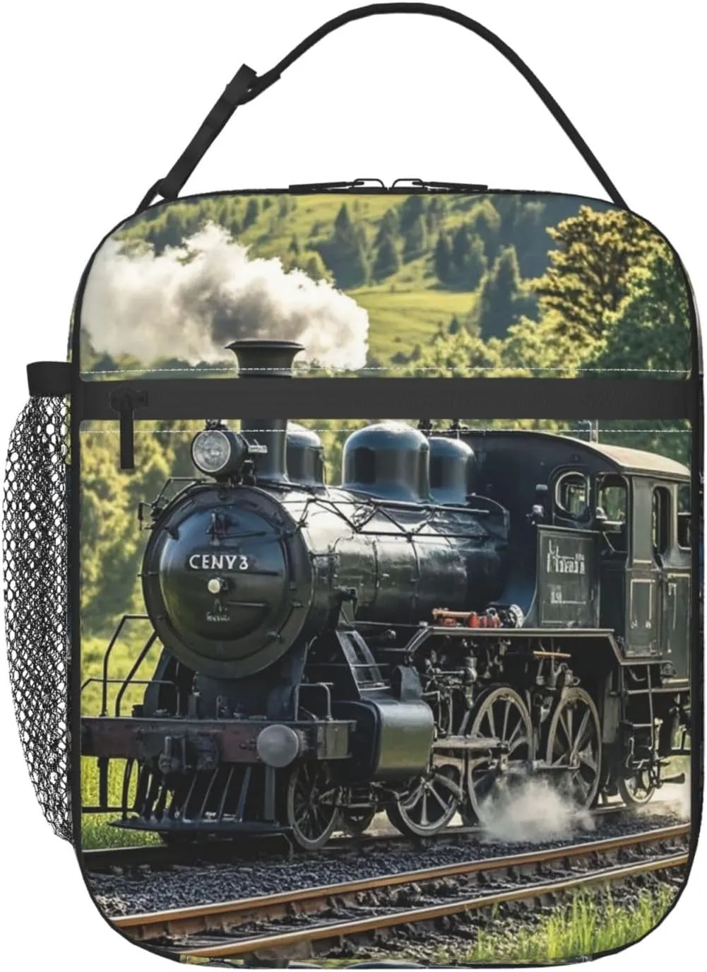Insulated Lunch Bag for Women Men Portable Reusable Lunch Box Steam Train Lunch Tote Bag for Work Picnic Travel