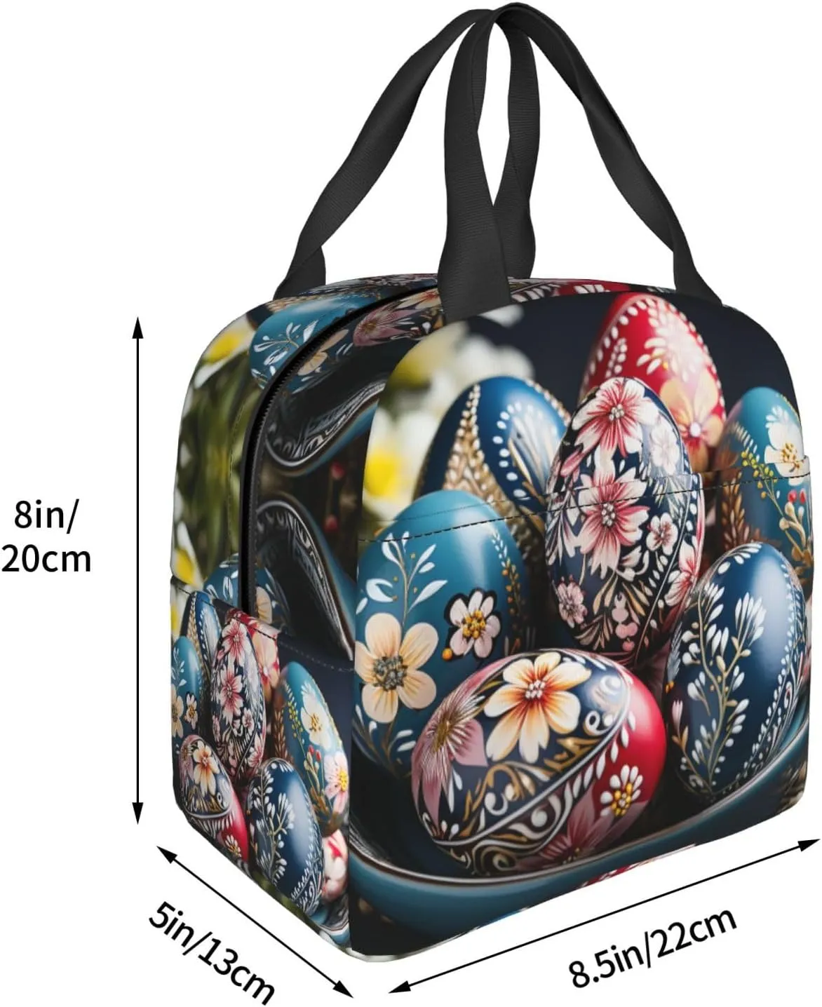 Insulated Lunch Bag for Women Men Portable Reusable Lunch Box Surrounded by Easter Eggs Lunch Tote Bag for Work Picnic Travel
