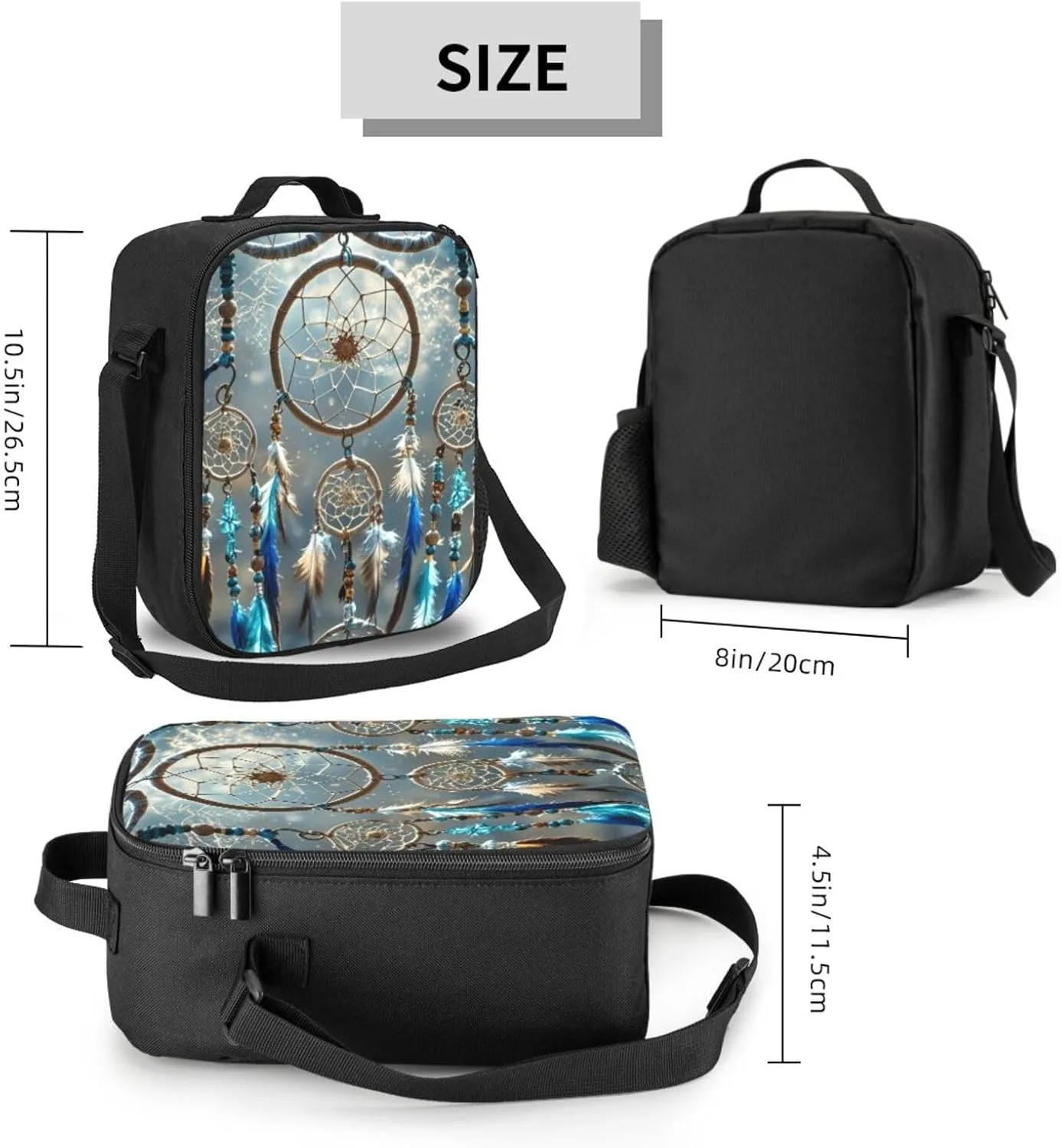Insulated Lunch Bag Native American Dream Catcher Lunch Box for Women Men Reusable Lunch Tote Bag for Work Picnic Travel