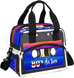 Insulated Lunch Bag Women Men Retro Cassette Tape Large Reusable Lunch Box Leakproof Lunch Tote Bag Cooler Bag with Adjustable Shoulder Strap Travel Picnic Work Beach