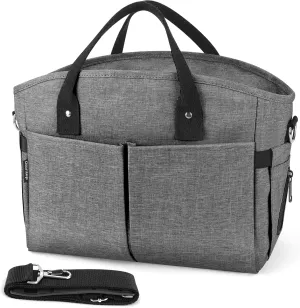 Insulated Lunch Bags for Women, Extra Large Lunch Tote Box with Shoulder Strap, Water Bottle Holders and Side Pockets, Leakproof Cooler Lunch Bag for Work Picnic Camping Beach