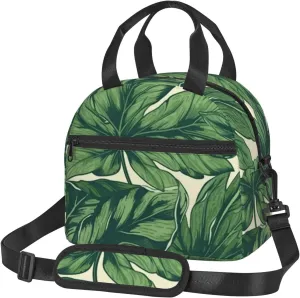 Insulated Lunch Bags for Women Reusable Lunch Box for Office Travel Thermal Lunchbox Green Foliage Botanical Lunch Tote Bags Leakproof Cooler Bag for Men Large Capacity Meal Bag