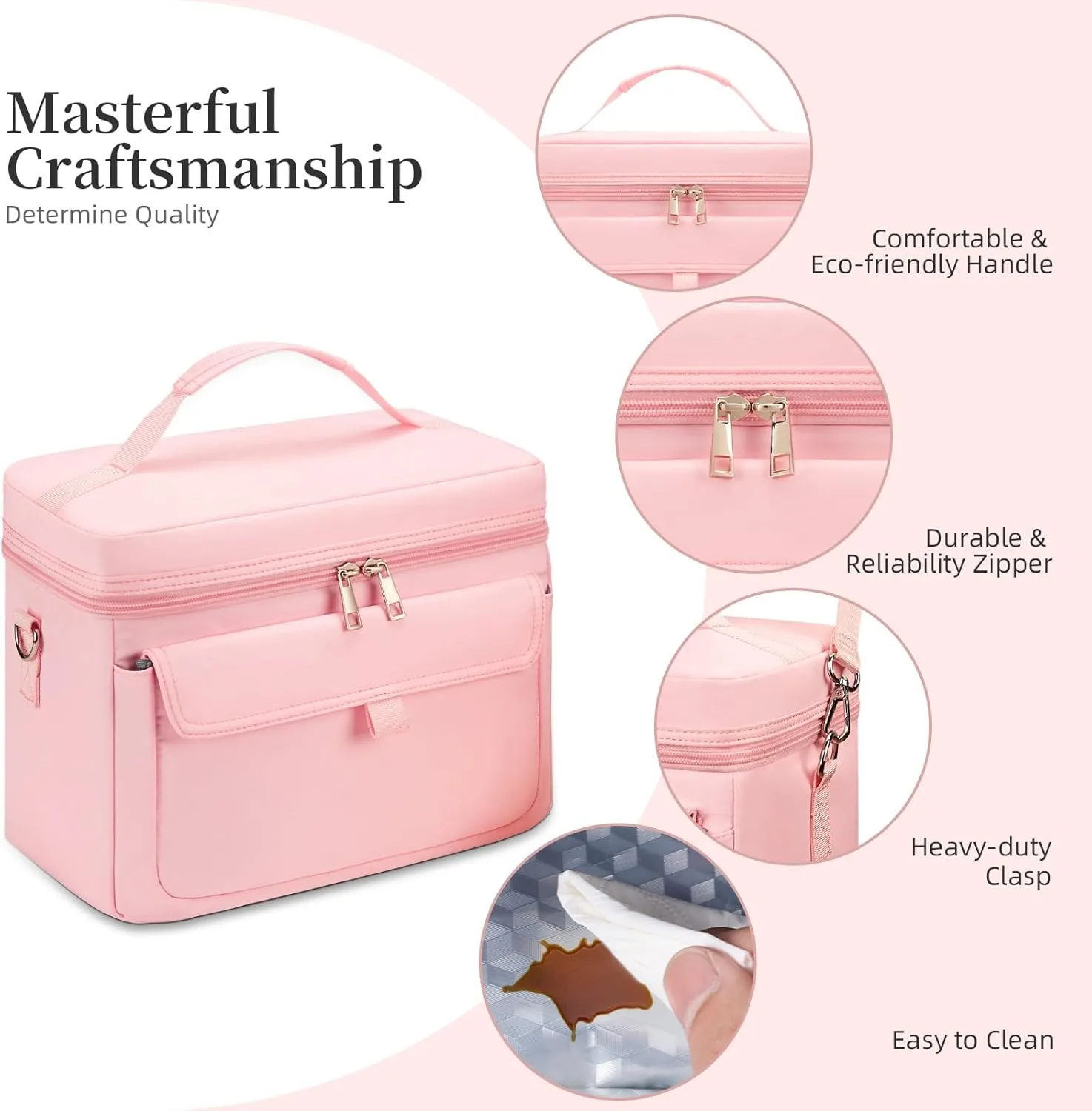 Insulated Lunch Box & Lunch Bag for Women - Reusable Lunch Bags adult Cooler Bag soft Leakproof Lightweight - Large Lunchbox for Work/Picnic/Outdoor (9.5L Pink)